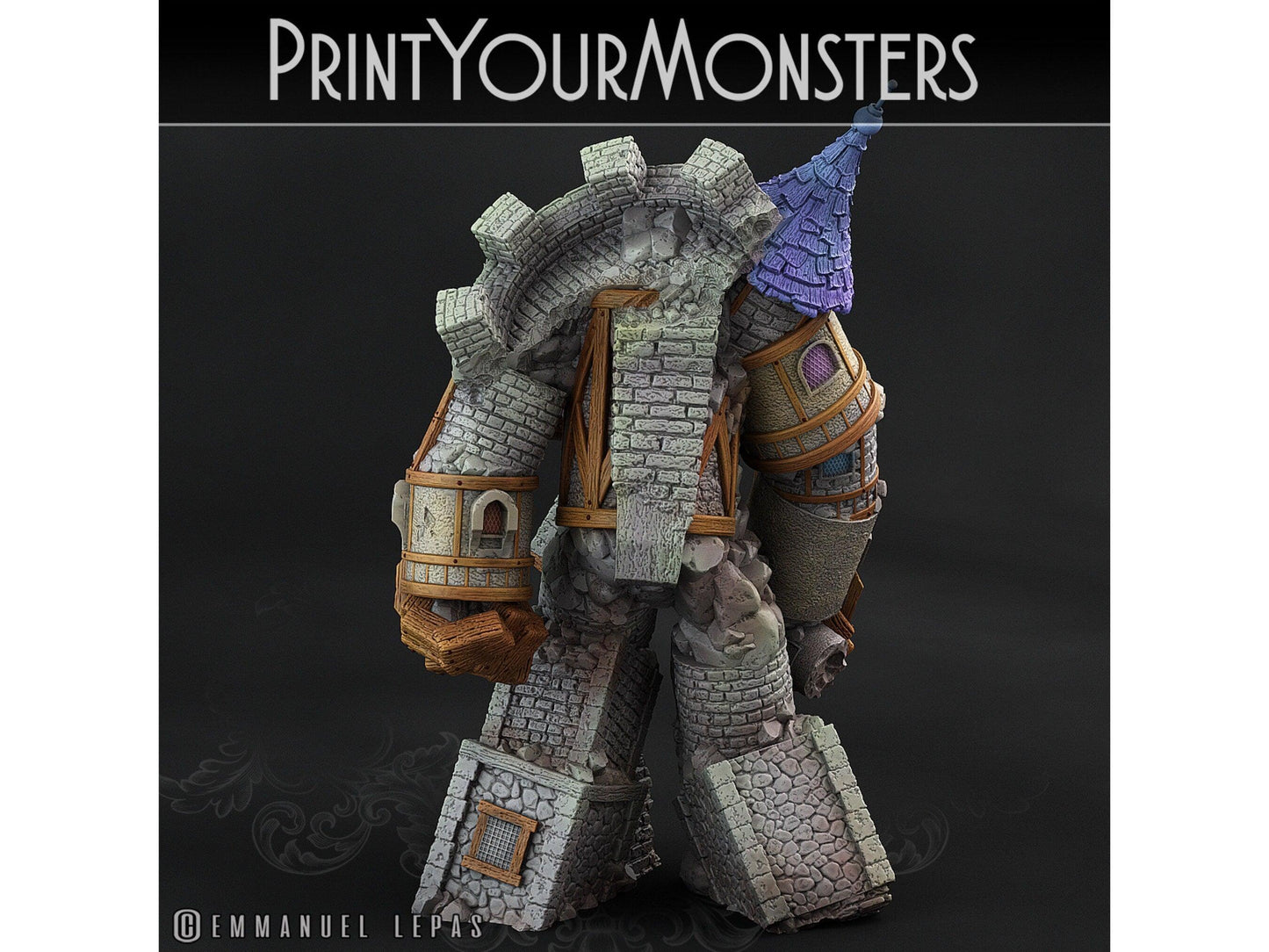 Medieval Construct Golem Miniature | Castle-Turned Titan for Tabletop Epics | 28mm or 32mm Scale - Plague Miniatures