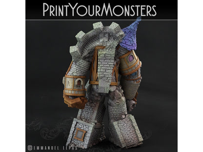 Medieval Construct Golem Miniature | Castle-Turned Titan for Tabletop Epics | 28mm or 32mm Scale - Plague Miniatures