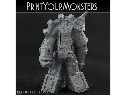 Medieval Construct Golem Miniature | Castle-Turned Titan for Tabletop Epics | 28mm or 32mm Scale - Plague Miniatures