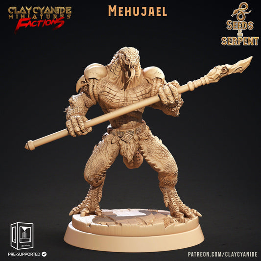 Mehujael Yuan-Ti Warrior Miniature | Tenacious Serpent Brawler for Tabletop Games | 32mm Scale - Plague Miniatures