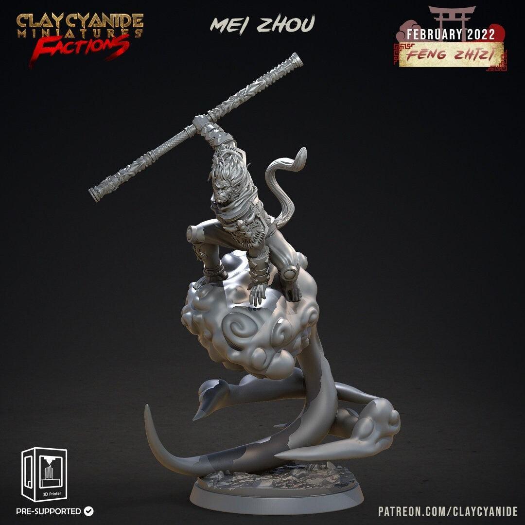Mei Zhou Apefolk Fighter Miniature | Varana Hero for Tabletop Adventures | 32mm Scale - Plague Miniatures