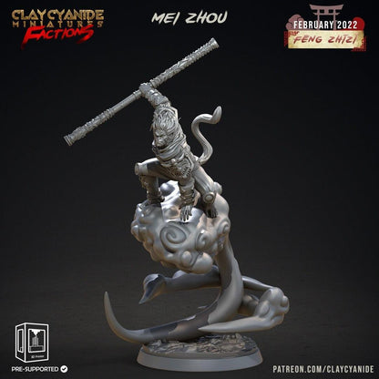 Mei Zhou Apefolk Fighter Miniature | Varana Hero for Tabletop Adventures | 32mm Scale - Plague Miniatures