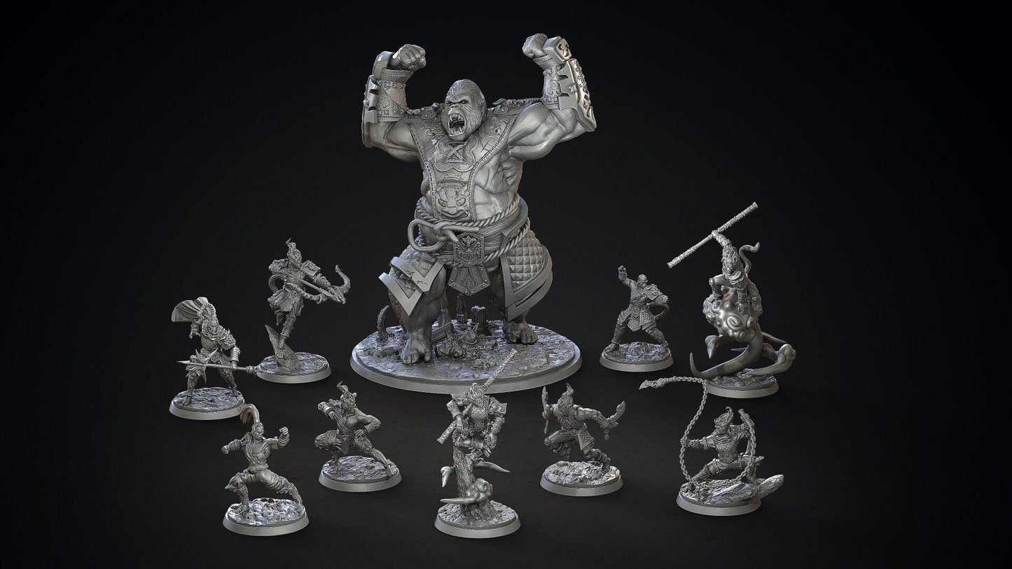 Mei Zhou Apefolk Fighter Miniature | Varana Hero for Tabletop Adventures | 32mm Scale - Plague Miniatures