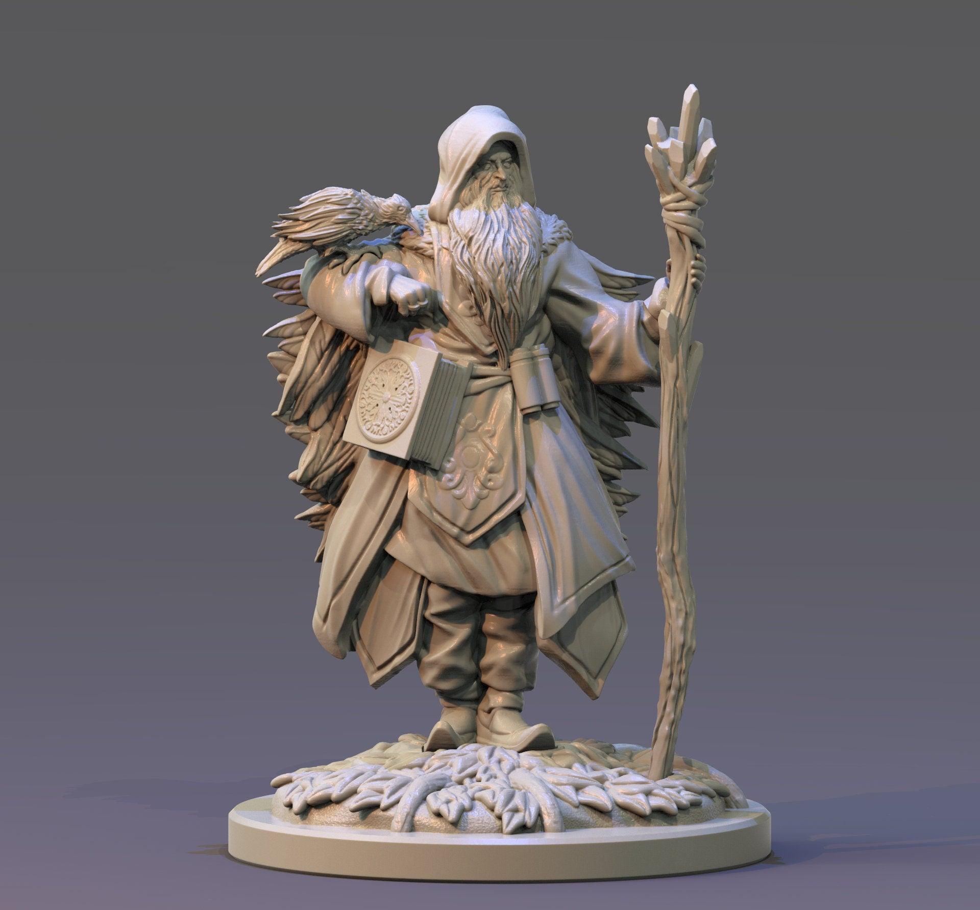 Merlin Wizard Miniature | Legendary Enchanter for Tabletop RPGs | 32mm Scale - Plague Miniatures