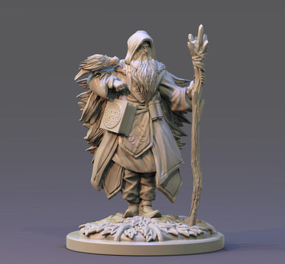 Merlin Wizard Miniature | Legendary Enchanter for Tabletop RPGs | 32mm Scale - Plague Miniatures