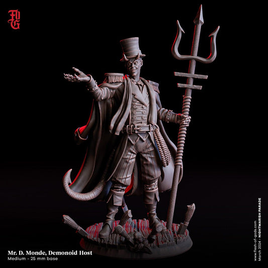 Mister D. Monde, Demonoid Host Miniature | Ringleader Demon Monster Miniature | 32mm Scale and 75mm Scale - Plague Miniatures