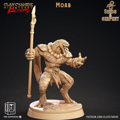 Moab Yuan-Ti Spear Warrior Miniature | Lethal Serpent Hybrid for TTRPGs | 32mm Scale - Plague Miniatures