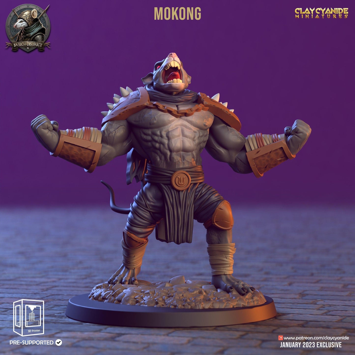 Mokong, Skaven Miniature | Unarmed Fist Fighter for Tabletop Brawls | 32mm Scale - Plague Miniatures