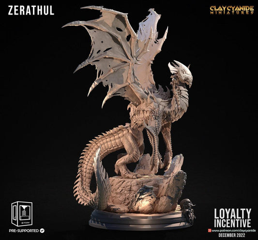 Monsterous Zerathul Dragon Miniature | Tabletop Gaming Miniature for Dungeons and Dragons 5e | 32mm Scale - Plague Miniatures shop for DnD Miniatures