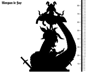 Morgan Le Fay Miniature | Enchanting Sorceress Atop Serpent Devouring a Knight | 32mm Scale - Plague Miniatures