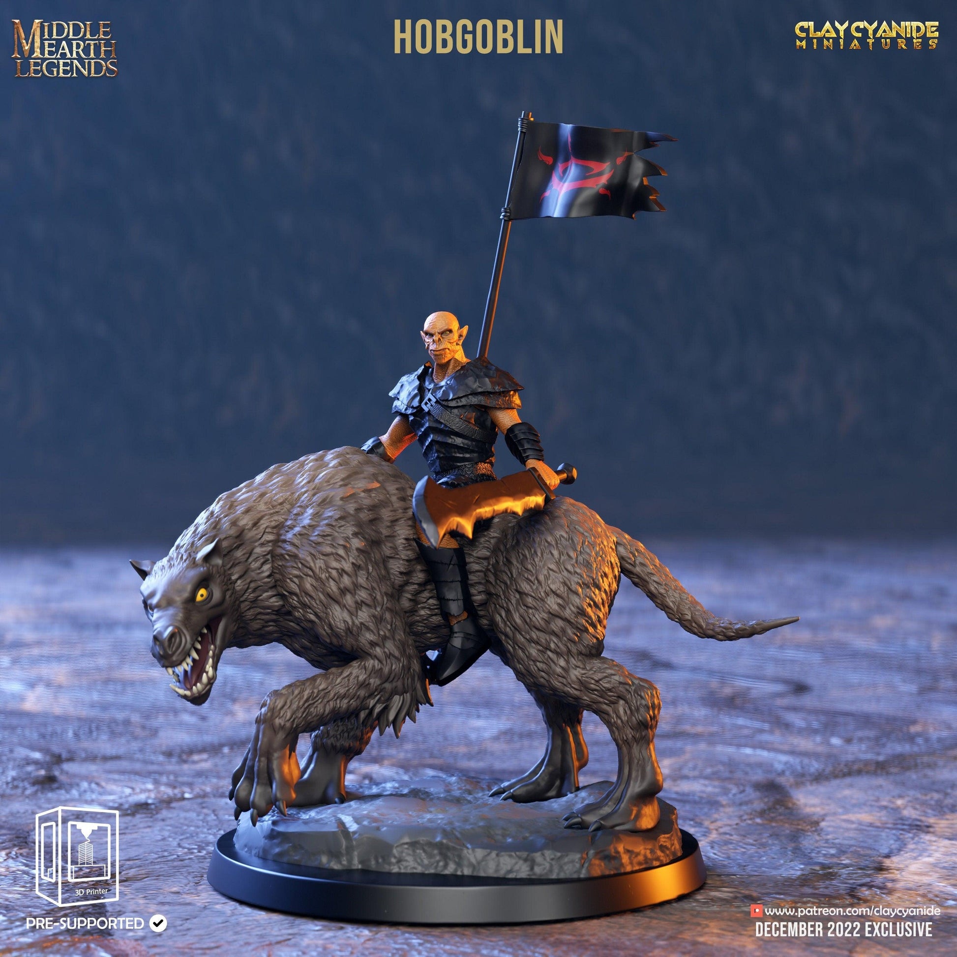 Mounted Hobgoblin Miniature: A Fearsome Steed for Dungeons and Dragons | 32mm Scale - Plague Miniatures