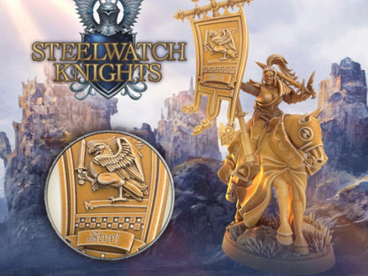 Mounted Paladin miniature Steelwatch | 28mm Scale | DnD Miniature | Dungeons and Dragons | Female Paladin knight - Plague Miniatures