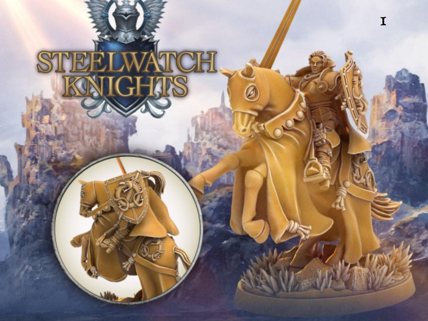 Mounted Paladin miniature Steelwatch | Dragon's Forge | 28mm Scale | DnD Miniature | Dungeons and Dragons | Human miniature - Plague Miniatures shop for DnD Miniatures