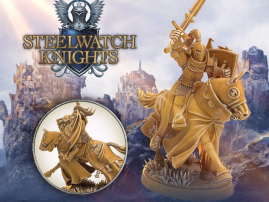 Mounted Paladin miniature Steelwatch | Dragon's Forge | 28mm Scale | DnD Miniature | Dungeons and Dragons | Paladin knight - Plague Miniatures