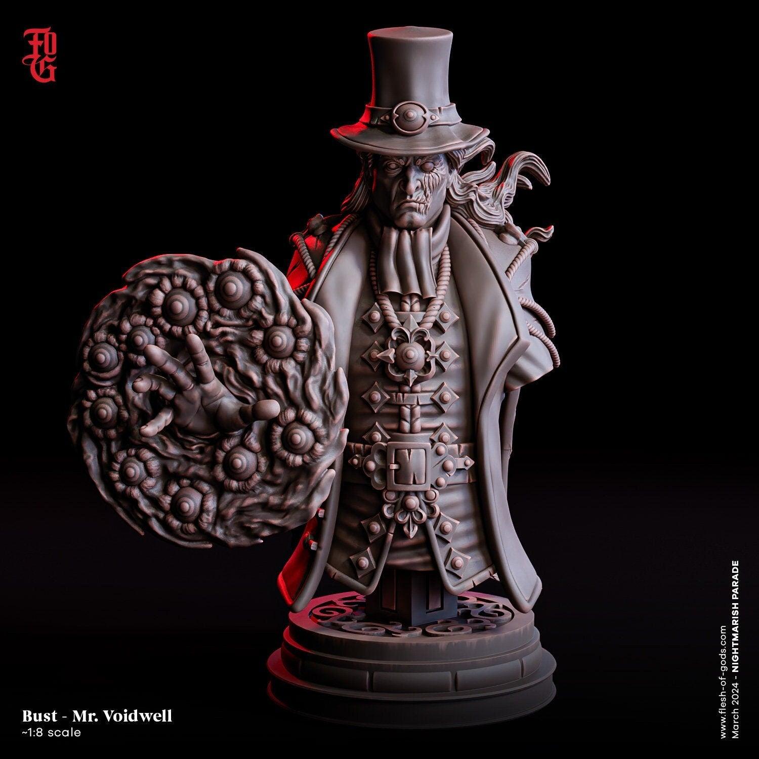 Mr. Voidwell, Carnival Manager Miniature | Human Spellcaster | 32mm Scale and 75mm Scale - Plague Miniatures