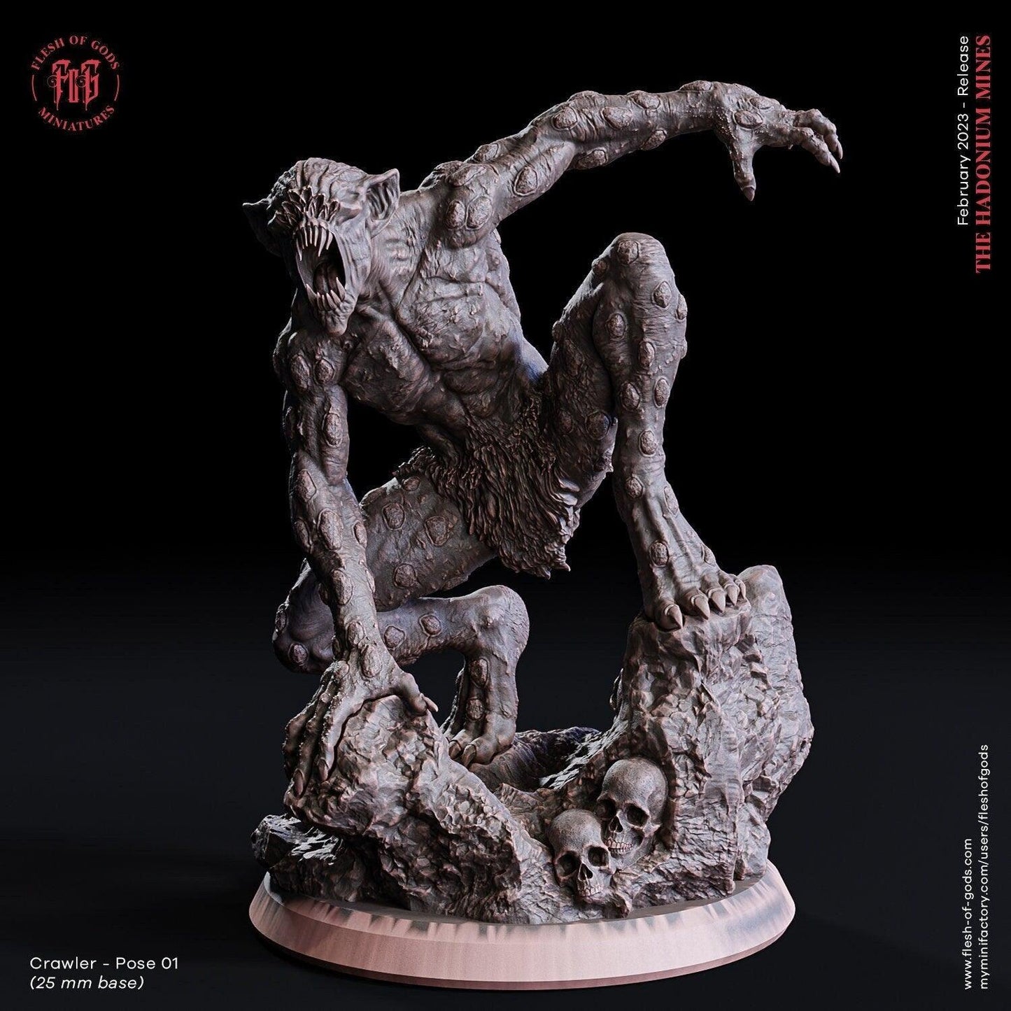 Mutant Crawler Miniature | Monstrous Undead Mini for Tabletop Adventures | 32mm Scale - Plague Miniatures