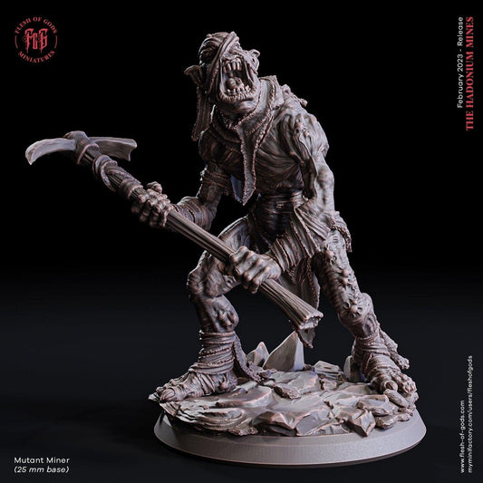 Mutant Miner Miniature | Undead DnD Figure for Dungeons and Dragons | 32mm Scale - Plague Miniatures shop for DnD Miniatures