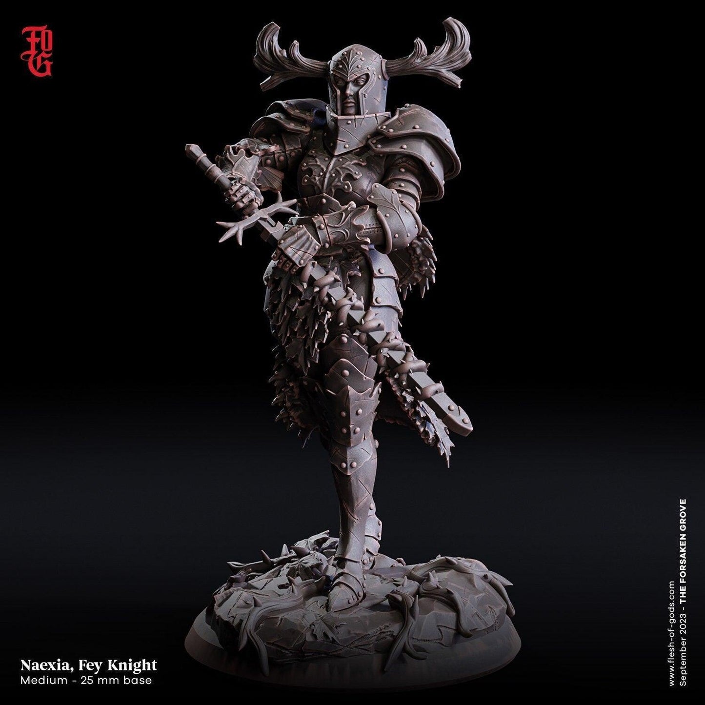 Naexia, Fey Knight Miniature | Noble Female Warrior for DnD Adventure | 32mm Scale - Plague Miniatures