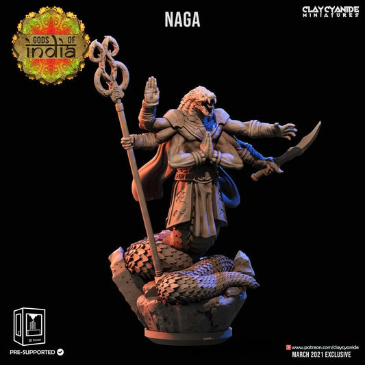 Naga miniature India | Tabletop Gaming | DnD Miniature | Dungeons and Dragons DnD 5e | Hindu figurine - Plague Miniatures