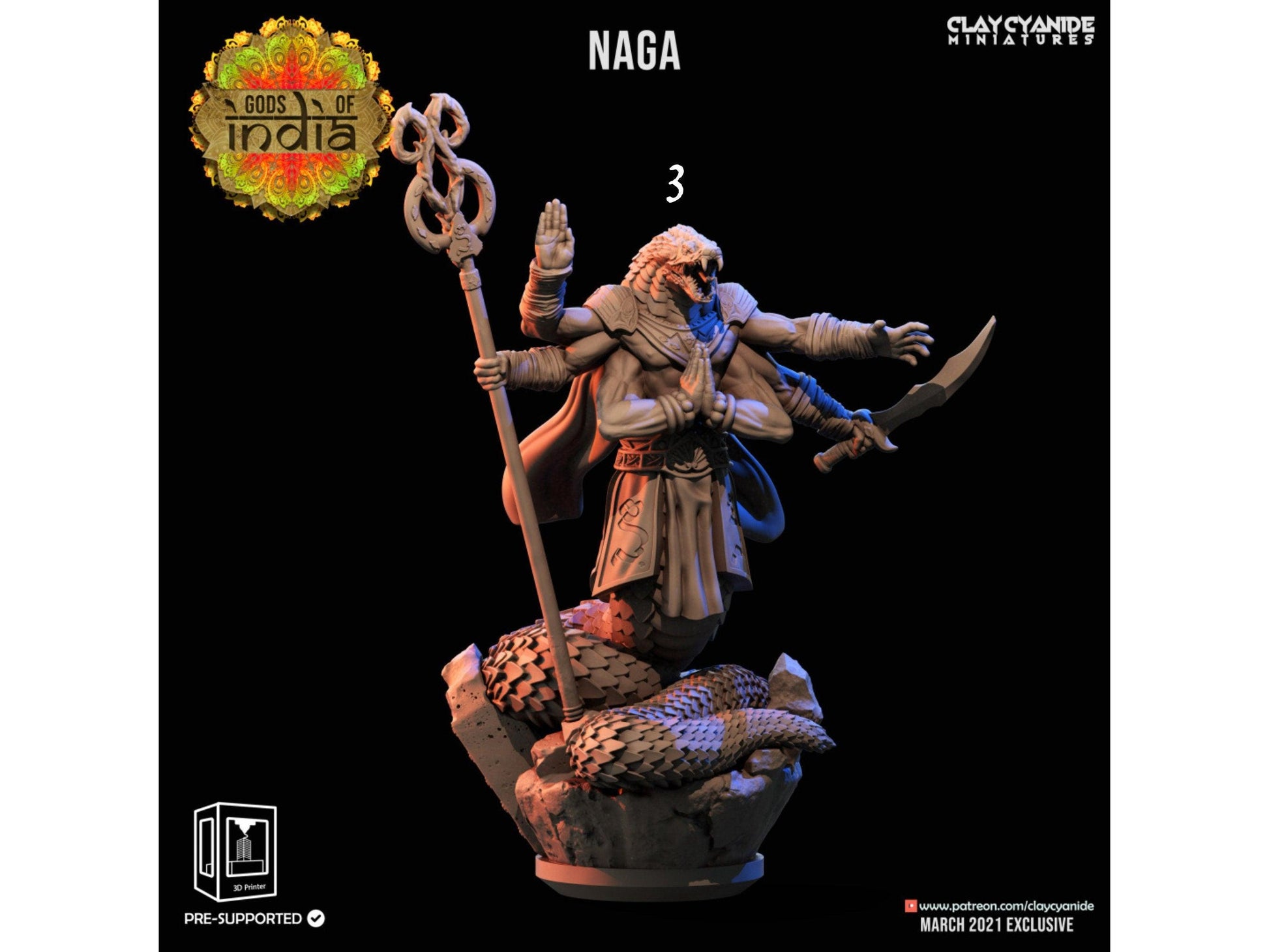 Naga miniature India | Tabletop Gaming | DnD Miniature | Dungeons and Dragons DnD 5e | Hindu figurine - Plague Miniatures