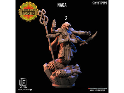 Naga miniature India | Tabletop Gaming | DnD Miniature | Dungeons and Dragons DnD 5e | Hindu figurine - Plague Miniatures