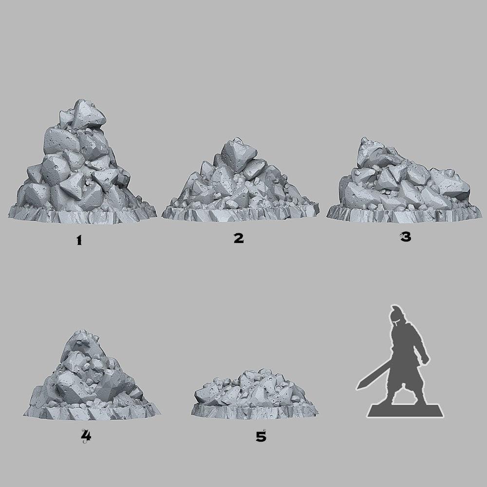 Natural Rock Pile Miniatures | Wargaming Terrain | 28mm or 32mm Scale - Plague Miniatures