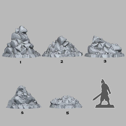 Natural Rock Pile Miniatures | Wargaming Terrain | 28mm or 32mm Scale - Plague Miniatures