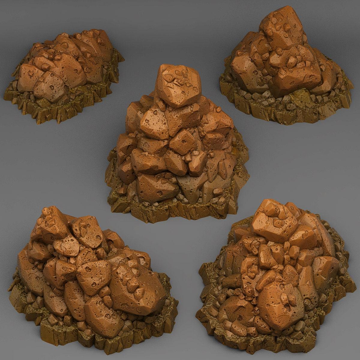 Natural Rock Pile Miniatures | Wargaming Terrain | 28mm or 32mm Scale - Plague Miniatures