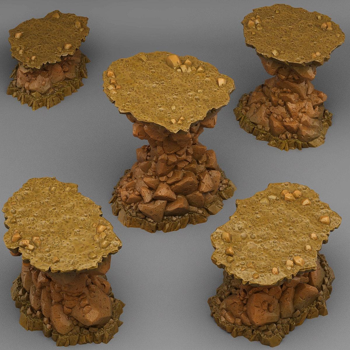 Natural Stone Platform Miniatures | DnD Rock Terrain | 28mm or 32mm Scale - Plague Miniatures