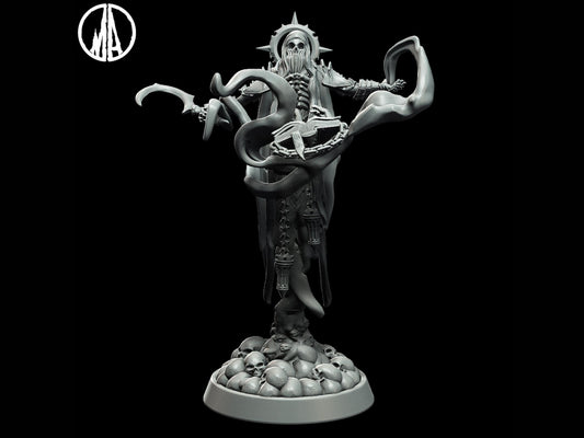 Necromancer Miniature - 3 Poses - 28mm scale Tabletop gaming DnD Miniature Dungeons and Dragons, dnd 5e - Plague Miniatures