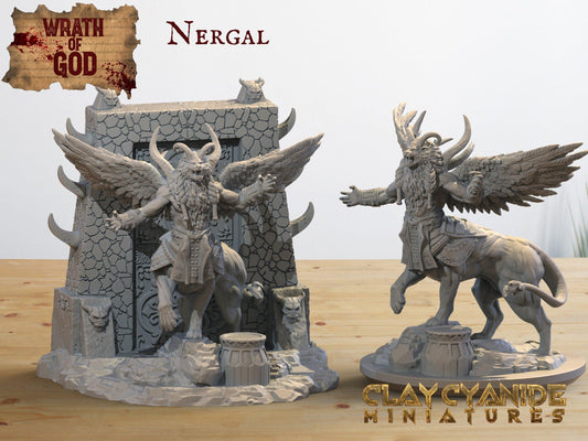Nergal Miniature | Clay Cyanide | Wrath of God | Two Styles | 32mm Scale | DnD Miniature | Dungeons and Dragons,, DnD figure - Plague Miniatures shop for DnD Miniatures