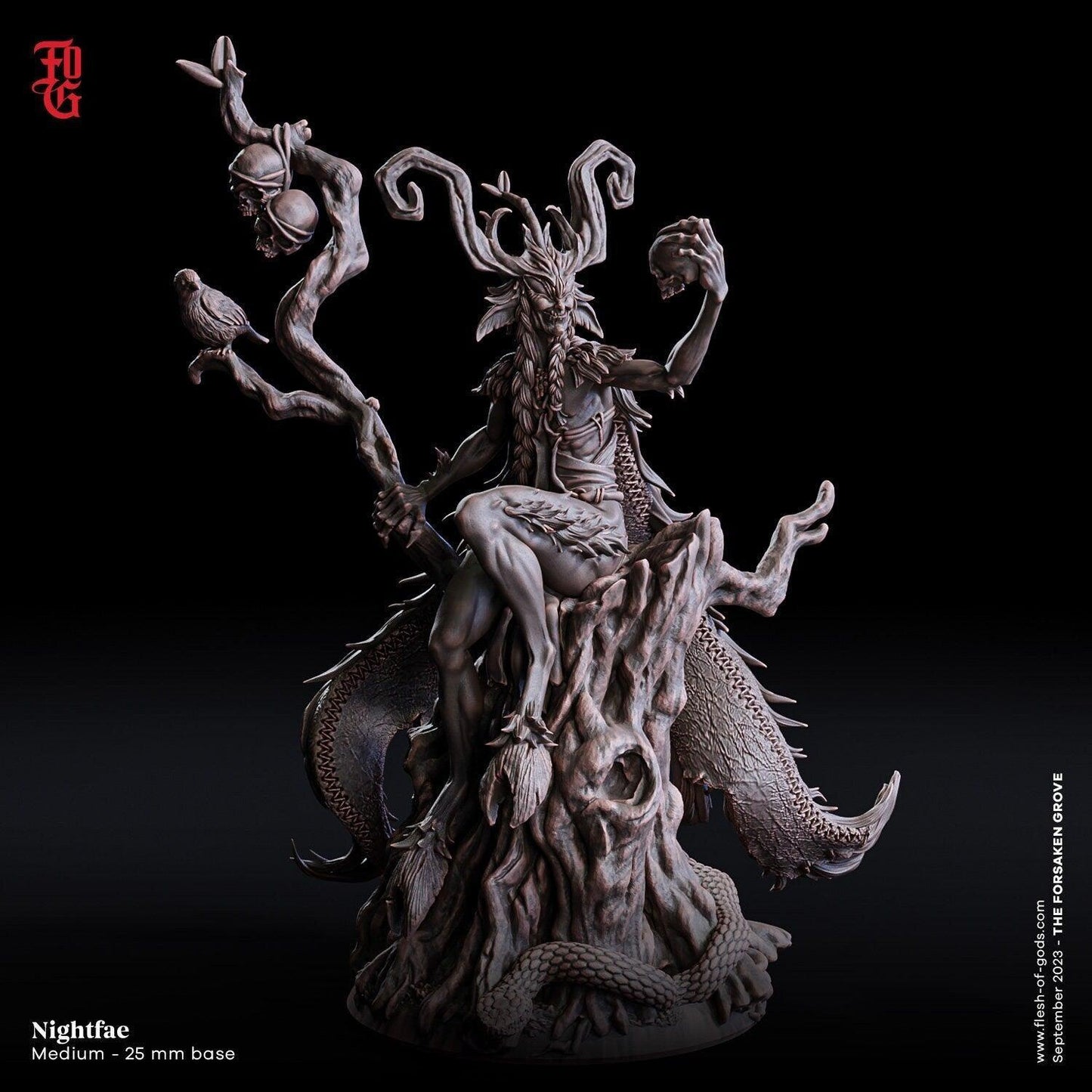 Nightfae Fey Bust Statue | Enchanting DnD Decor for Magical Realms - Plague Miniatures
