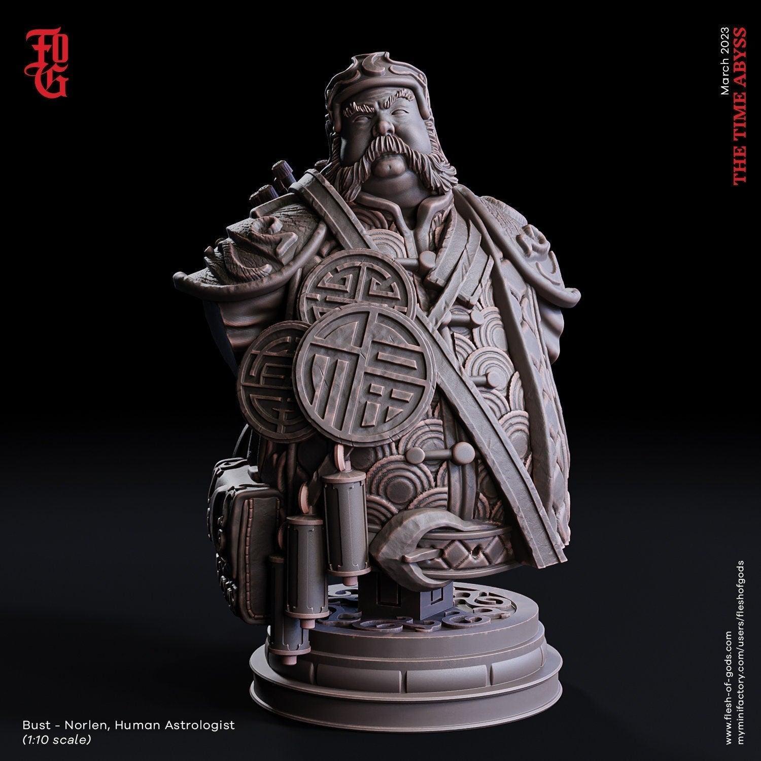 Norlen, the Astrologer Bust Statue | Mystical NPC Display for DnD Enthusiasts - Plague Miniatures