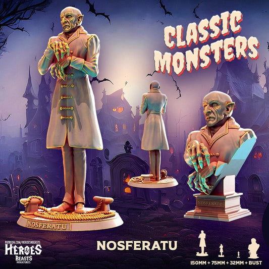 Nosferatu Miniature Bust Miniature | Classic Monsters | Resin Display DnD Miniature | Dungeons and Dragons, DnD 5e Feature Film Theatre - Plague Miniatures shop for DnD Miniatures