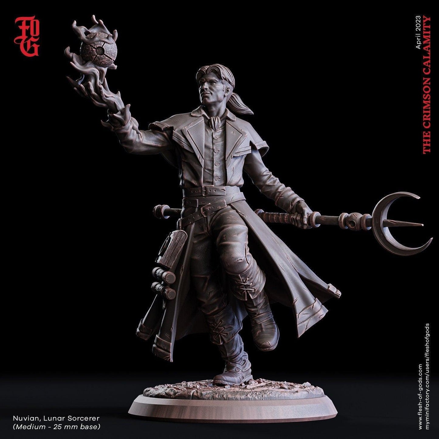 Nuvian, Lunar Sorcerer Miniature | Harness Moonlit Magic in DnD Adventures | 32mm Scale - Plague Miniatures