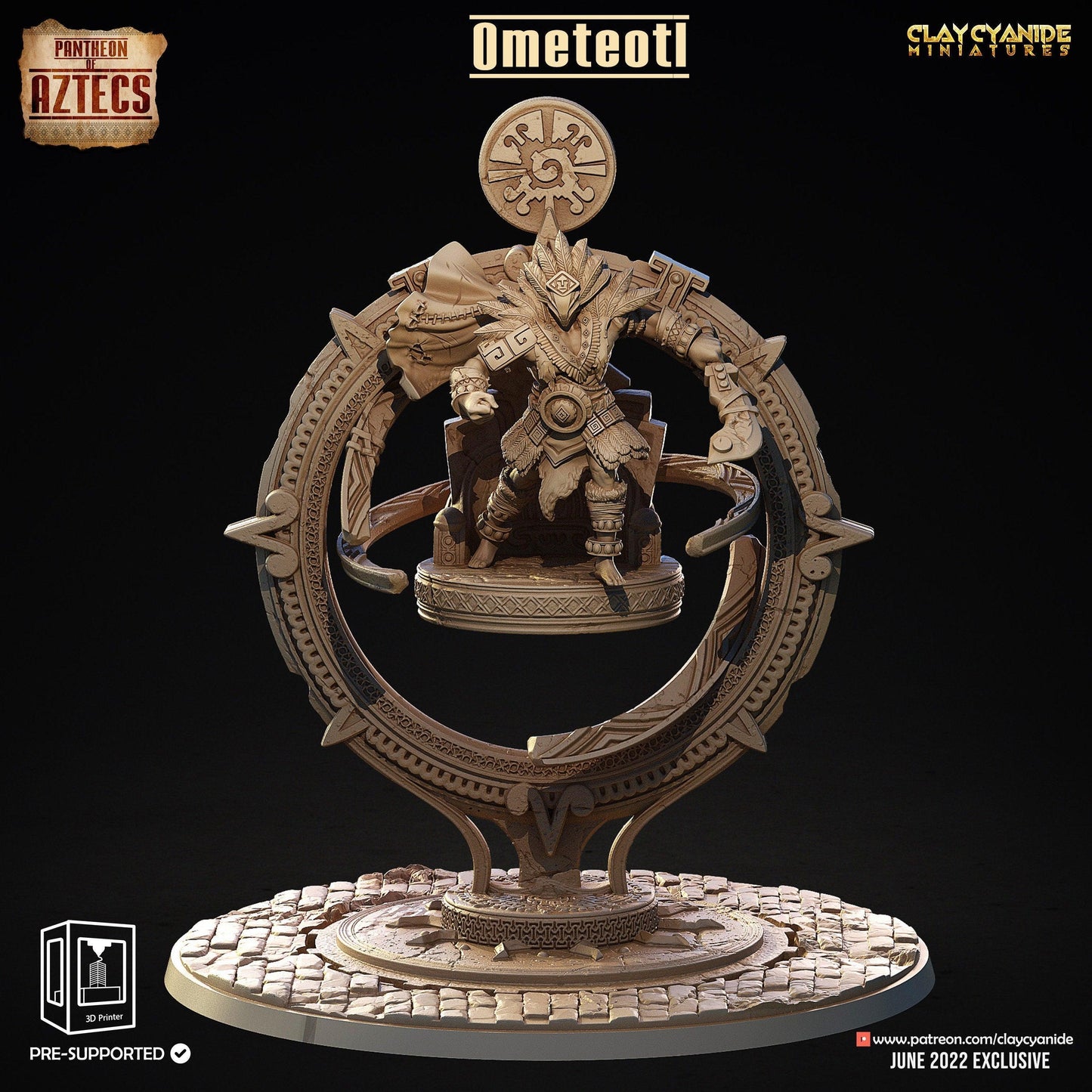 Ometeotl Aztec God Miniature | Divine Presence for DnD | 32mm Scale - Plague Miniatures