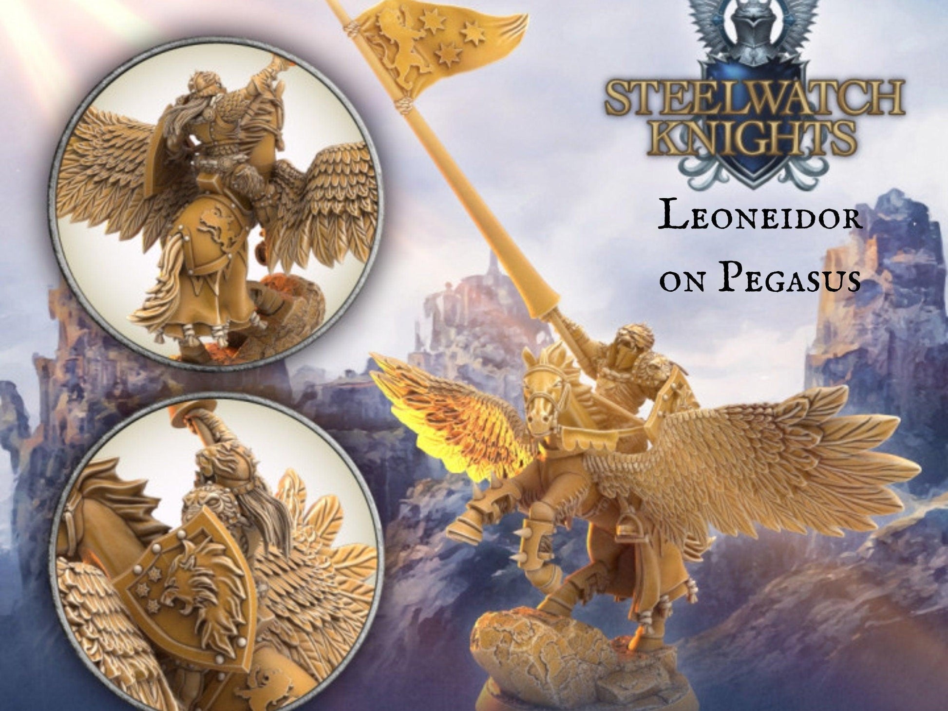 Paladin on Pegasus miniature | Dragon's Forge | 28mm Scale | DnD Miniature | Dungeons and Dragons | Knight miniature - Plague Miniatures