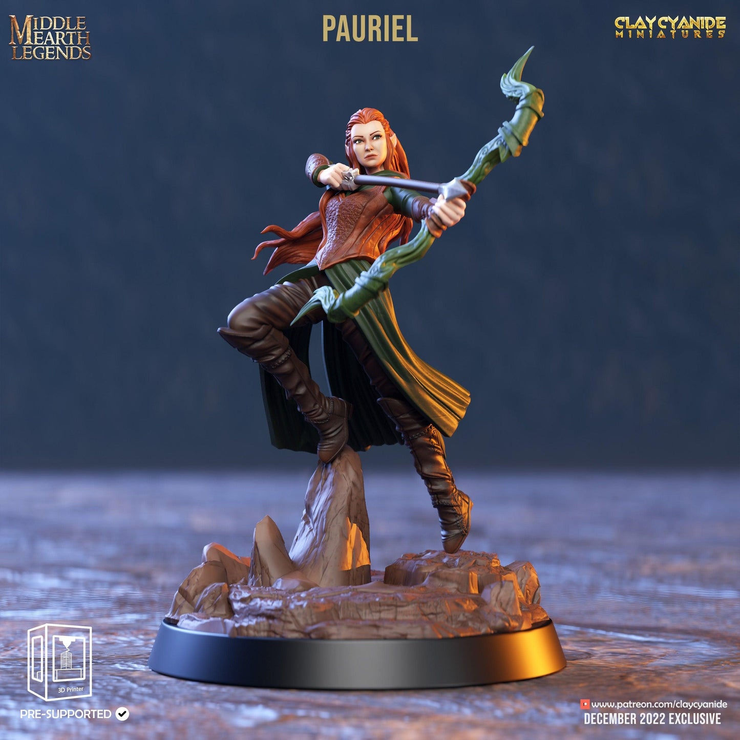 Pauriel, Exquisite Female Elf Archer Miniature for Fantasy Enthusiasts | 32mm Scale - Plague Miniatures