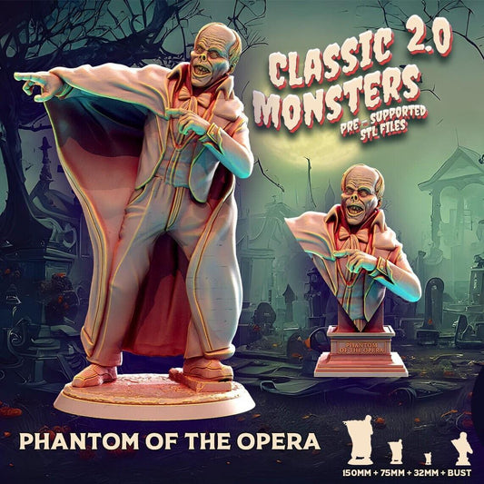Phantom of the Opera Miniature | Classic Monsters | 32mm 75mm 150mm Bust | DnD Miniature | Dungeons and DragonsDnD 5e Feature Film Theatre - Plague Miniatures
