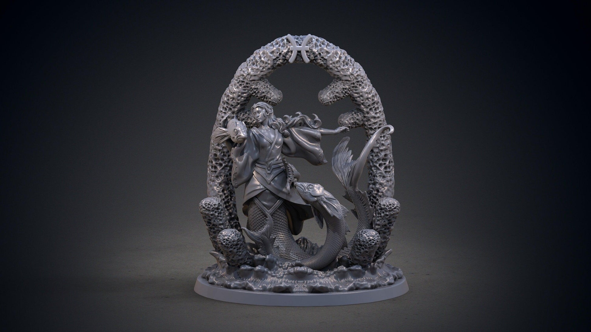 Pisces Zodiac Miniature | Dreamy Water Figurine for Tabletop Adventures | 32mm Scale - Plague Miniatures