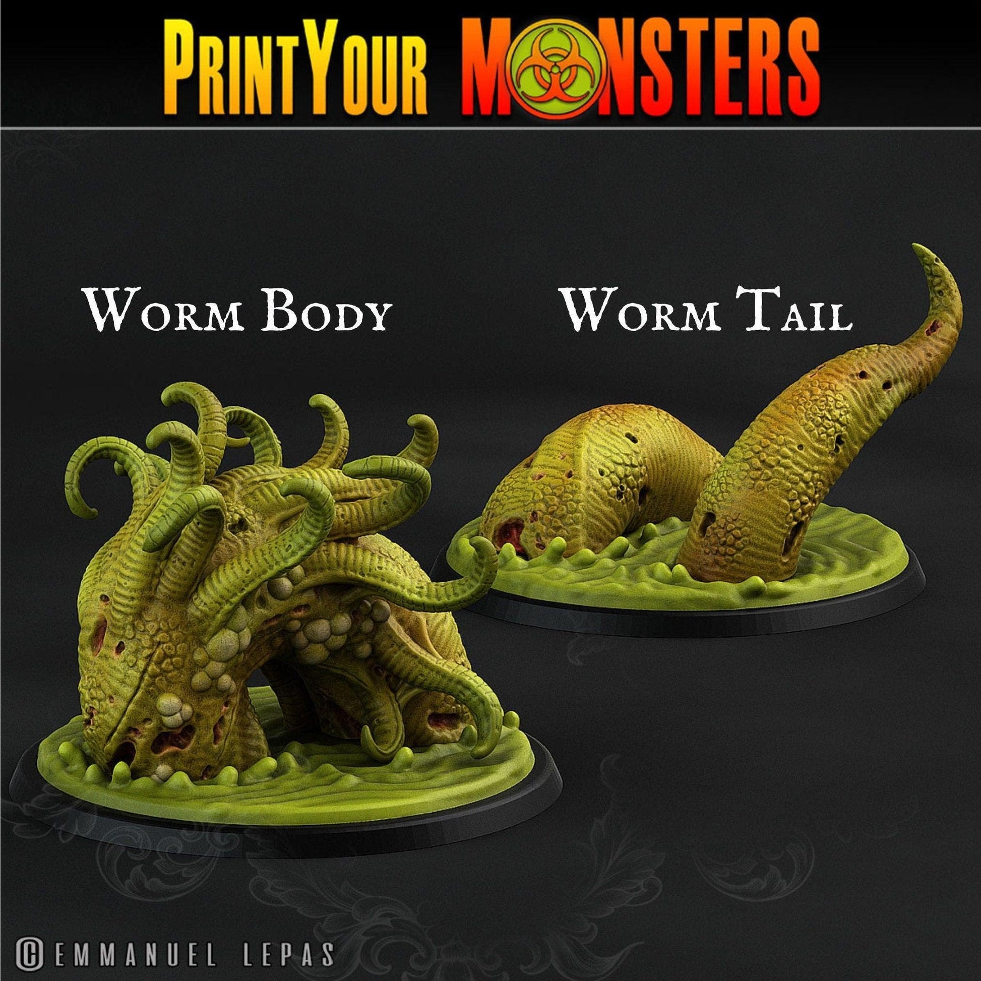 Plague Worm Miniatures | Customizable Worm for Tabletop Games - Plague Miniatures