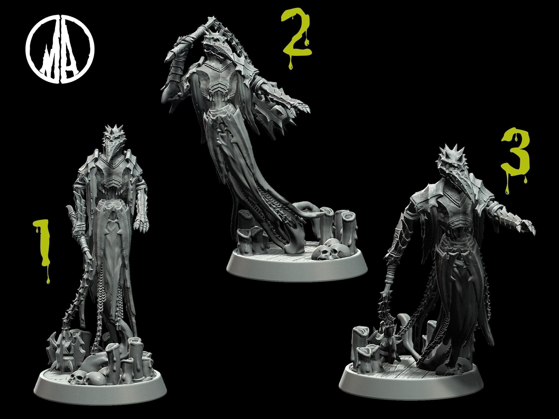 Plagued Wraith Miniature - 3 Poses - 28mm scale Tabletop gaming DnD Miniature Dungeons and Dragons, ttrpg dnd 5e - Plague Miniatures shop for DnD Miniatures