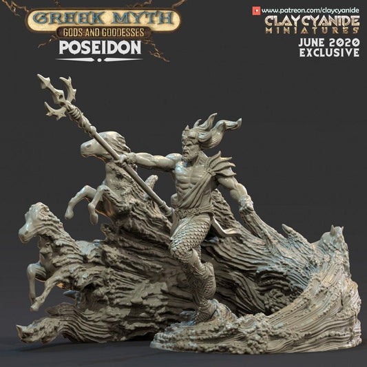 Poseidon | Clay Cyanide | Greek Myth | Tabletop Gaming | DnD Miniature | Dungeons and Dragons, DnD 5e - Plague Miniatures shop for DnD Miniatures