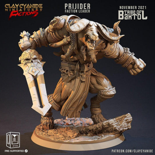 Prijider Minotaur Boss Miniature | Commanding the Cowborn Bovine-Kin Army | 32mm Scale - Plague Miniatures
