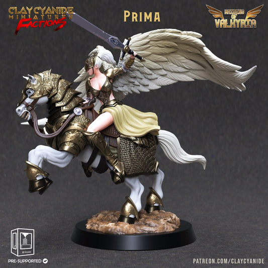 Prima Valkyrie Warrior Miniature | Mounted Champion of the Afterlife | 32mm Scale - Plague Miniatures