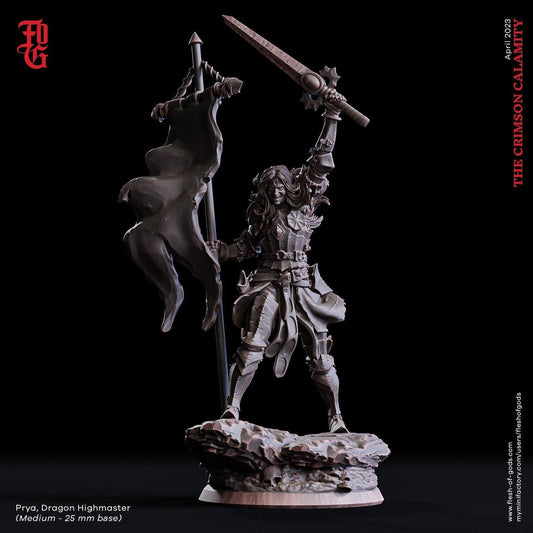 Prya, Dragon Highmaster Miniature | Fierce Warrior for Tabletop Gaming | 32mm Scale or 75mm Scale - Plague Miniatures