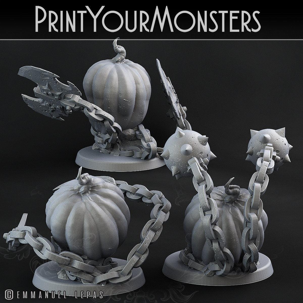 Pumpkin Head Miniatures Set | Trio of Spooky Skeletons in Pumpkins - Plague Miniatures