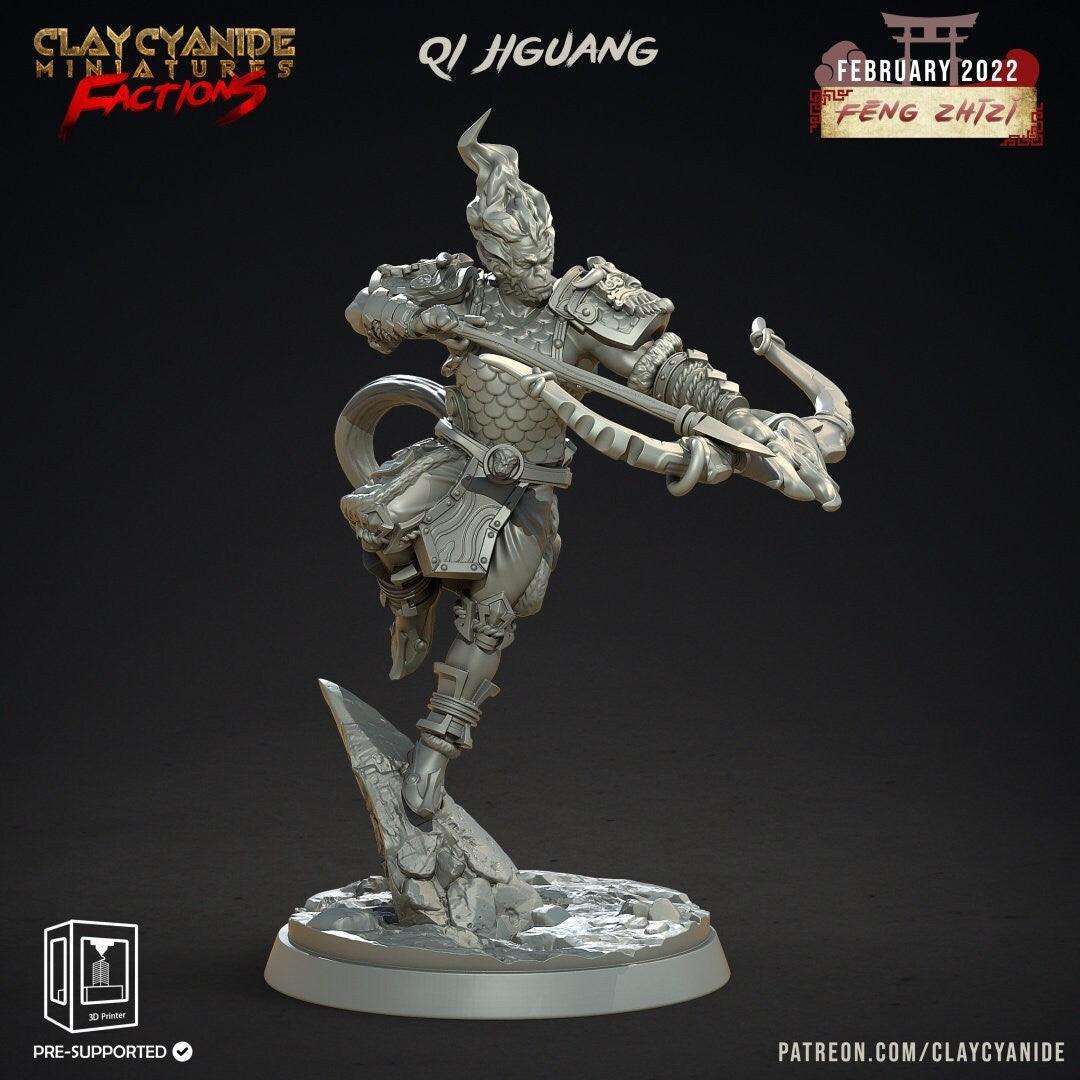 Qi Jiguang Apefolk Archer Miniature | Varana Hero for Tabletop Adventures | 32mm Scale - Plague Miniatures