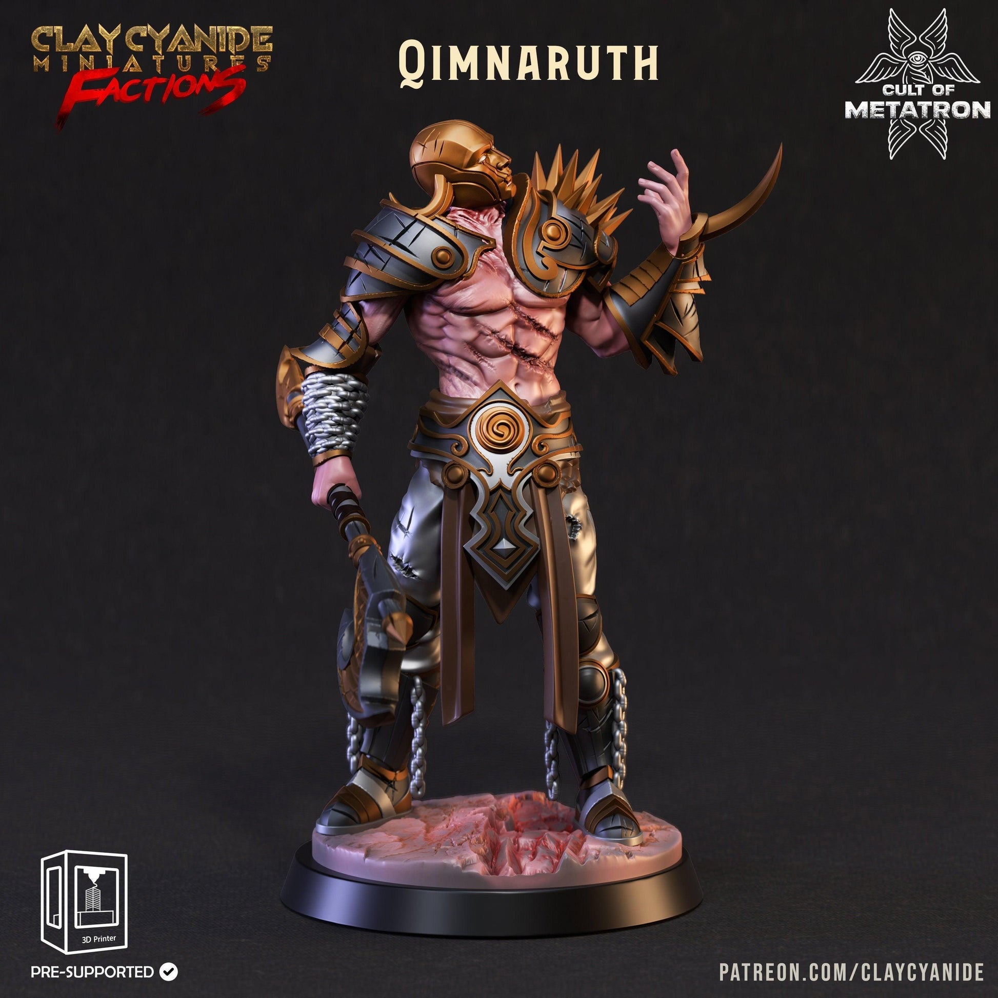 Qimnaruth Metatron Miniature | Demonic Fighter Monster Unleashed | 32mm Scale - Plague Miniatures