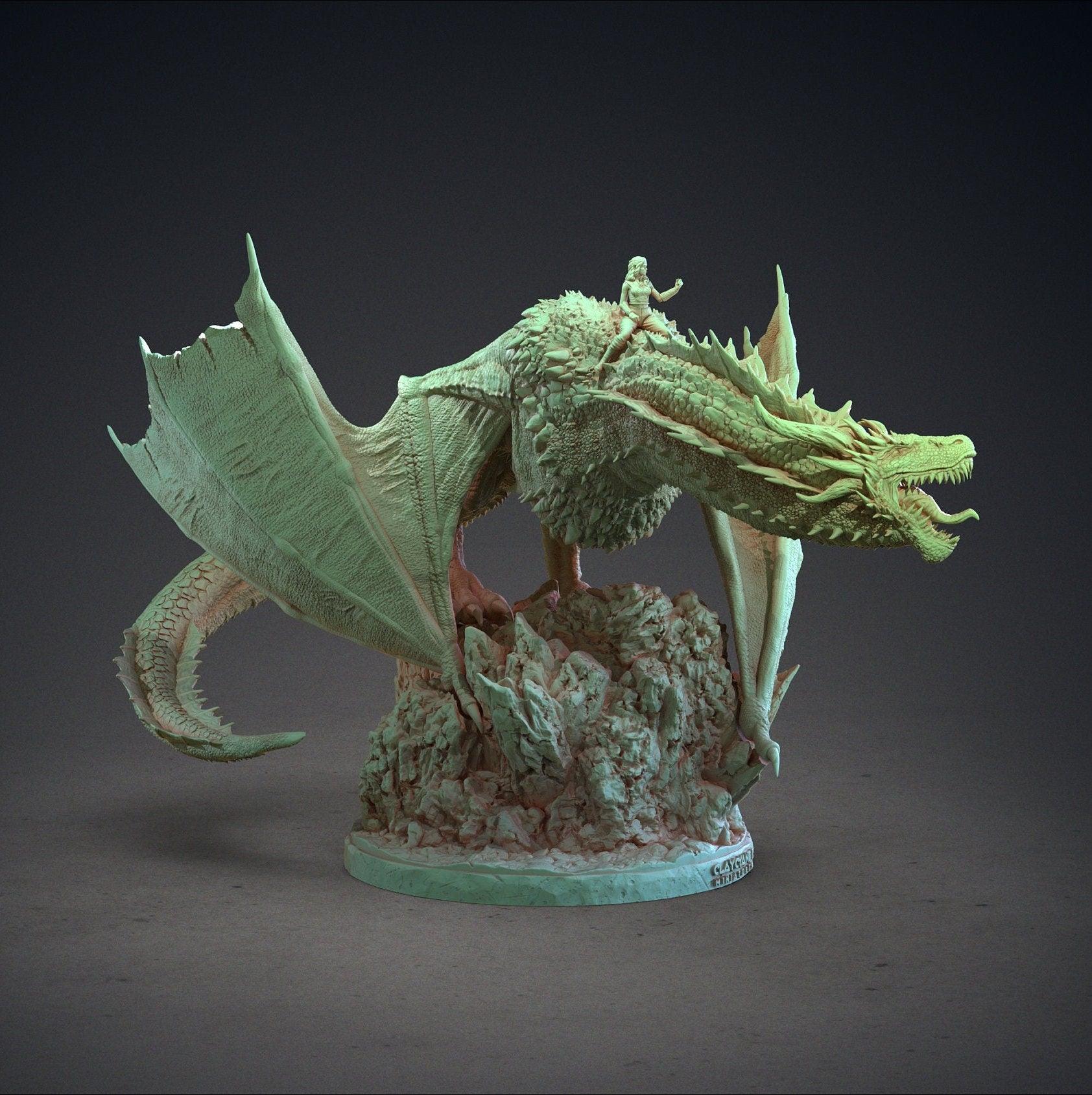 Queen of Dragons Miniature - Female Dragon Rider | DnD 5e Dragon Miniature | 32mm Scale - Plague Miniatures